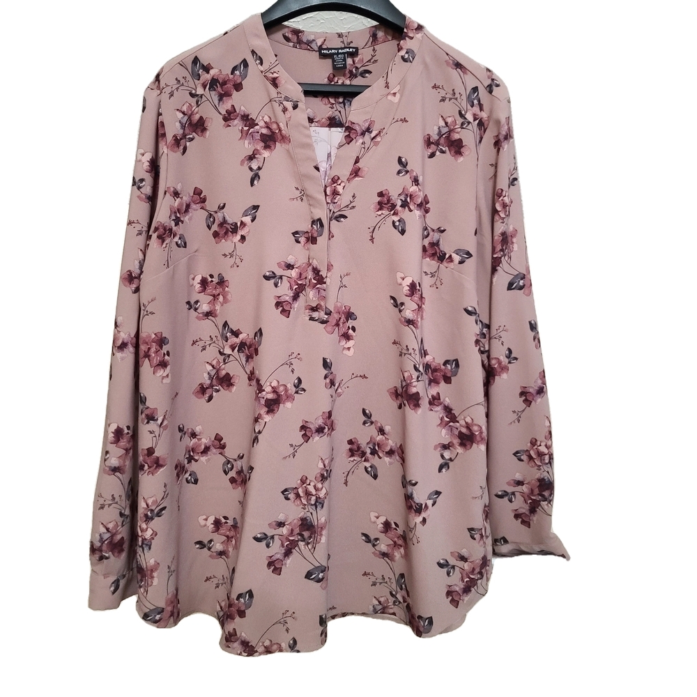 Hilary Radley Floral Blouse in Pink and Cream